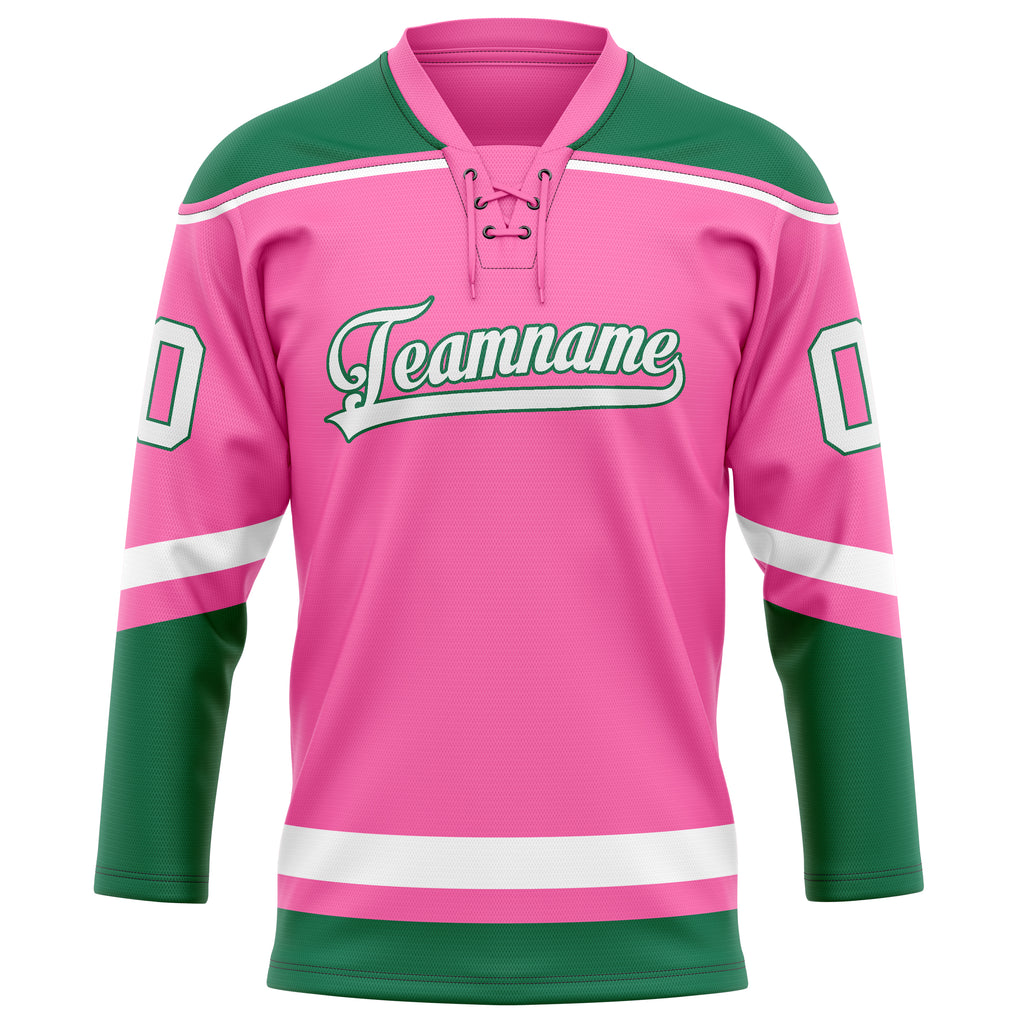 Personalized Pink & Kelly Green Solid Colour Hockey Jersey