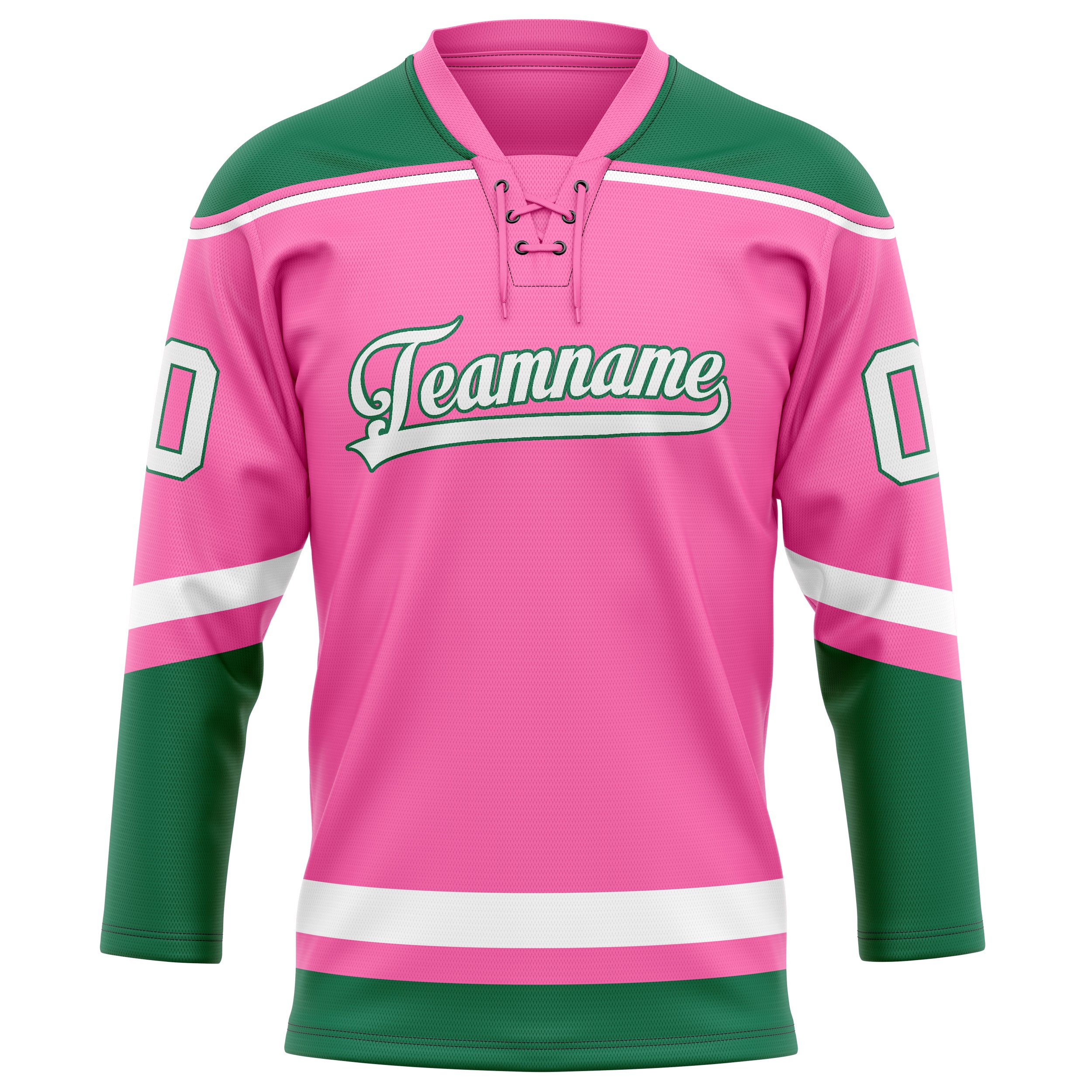 Personalized Pink & Kelly Green Solid Colour Hockey Jersey