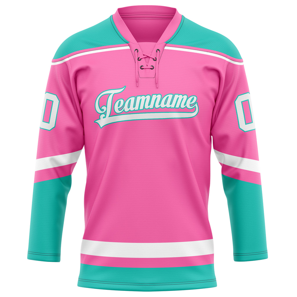 Personalized Pink & Teal Solid Colour Hockey Jersey