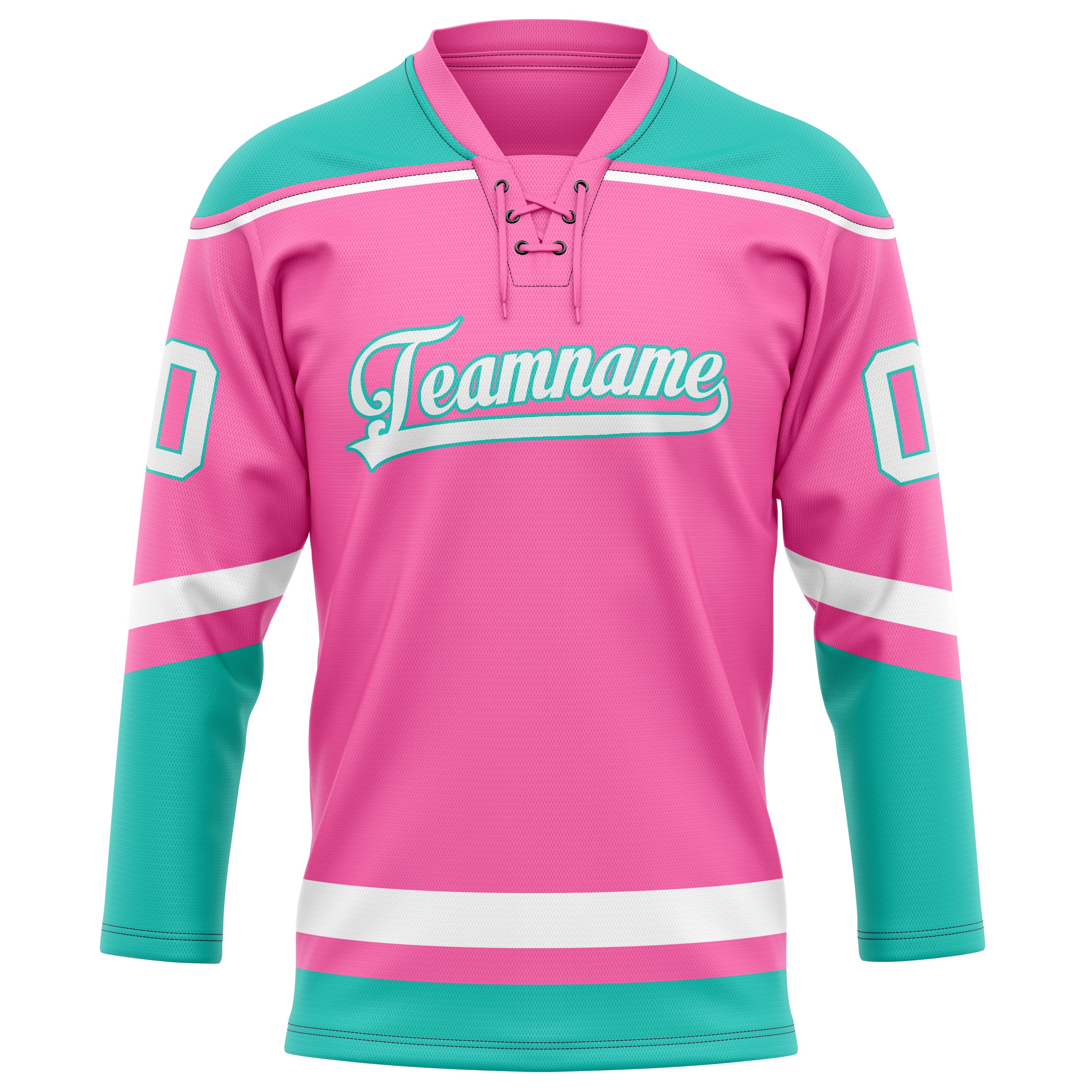 Personalized Pink & Teal Solid Colour Hockey Jersey