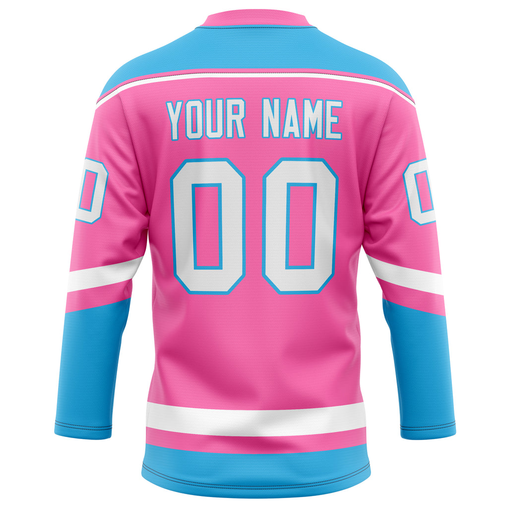 Personalized Pink & Blue Solid Colour Hockey Jersey