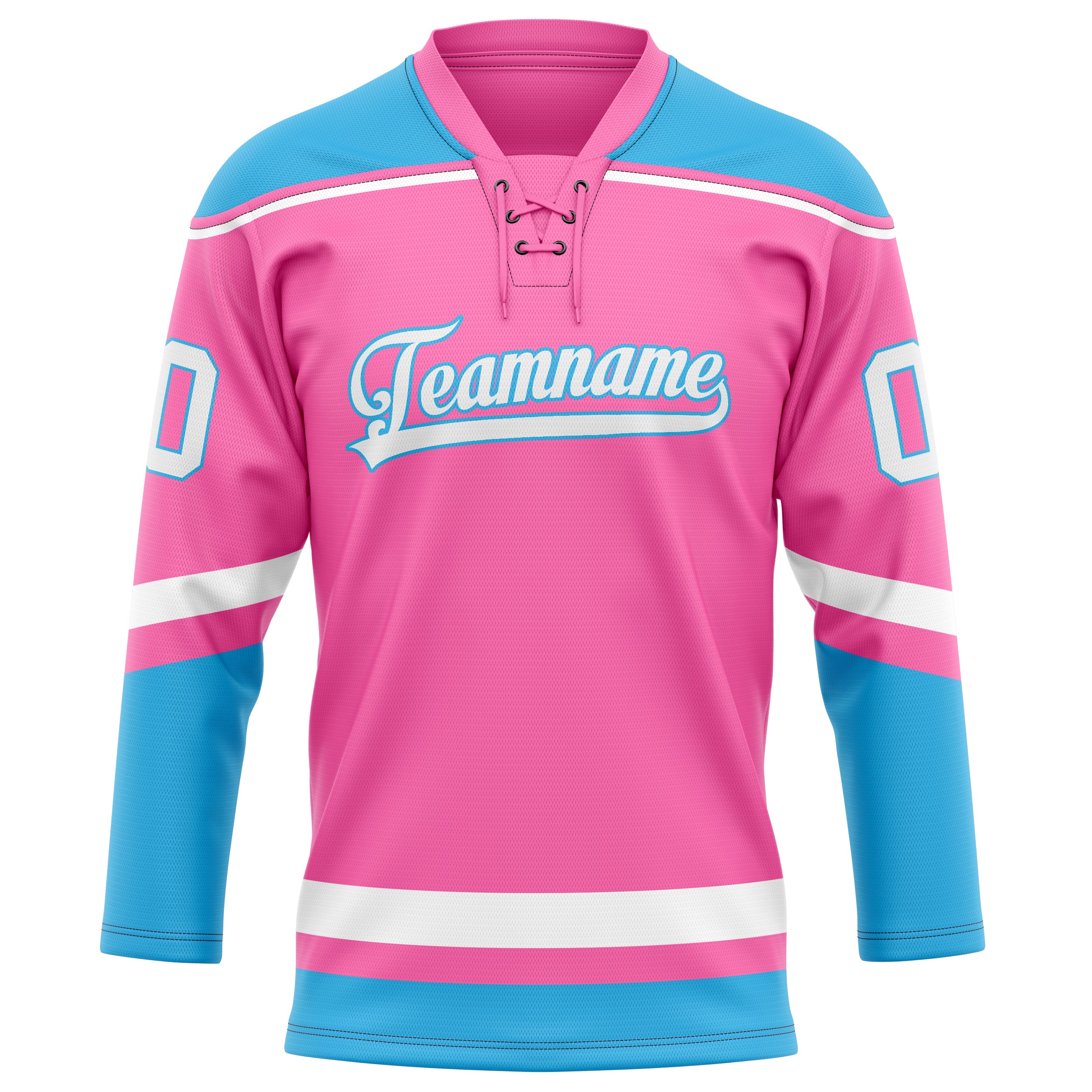 Personalized Pink & Blue Solid Colour Hockey Jersey