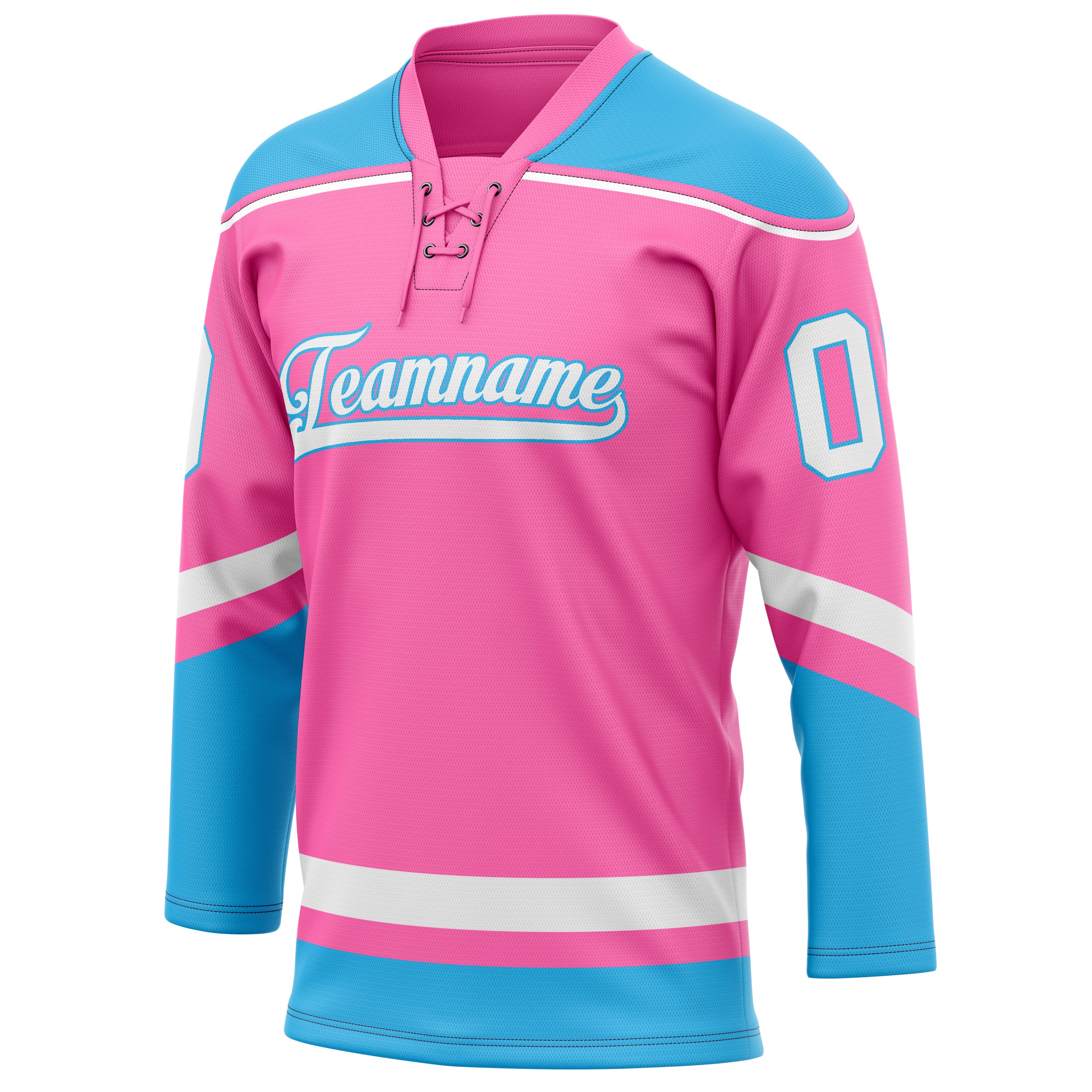 Personalized Pink & Blue Solid Colour Hockey Jersey