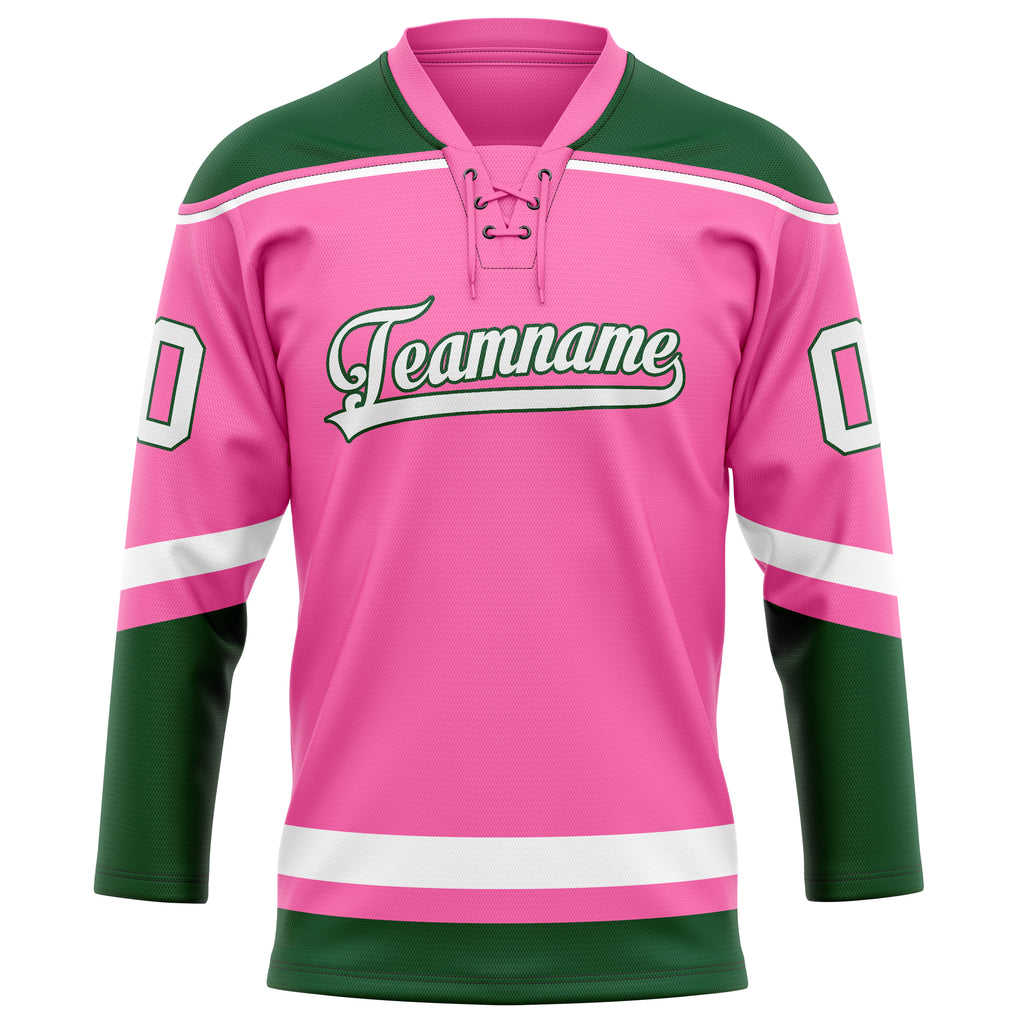 Personalized Pink & Kelly Green Solid Colour Hockey Jersey
