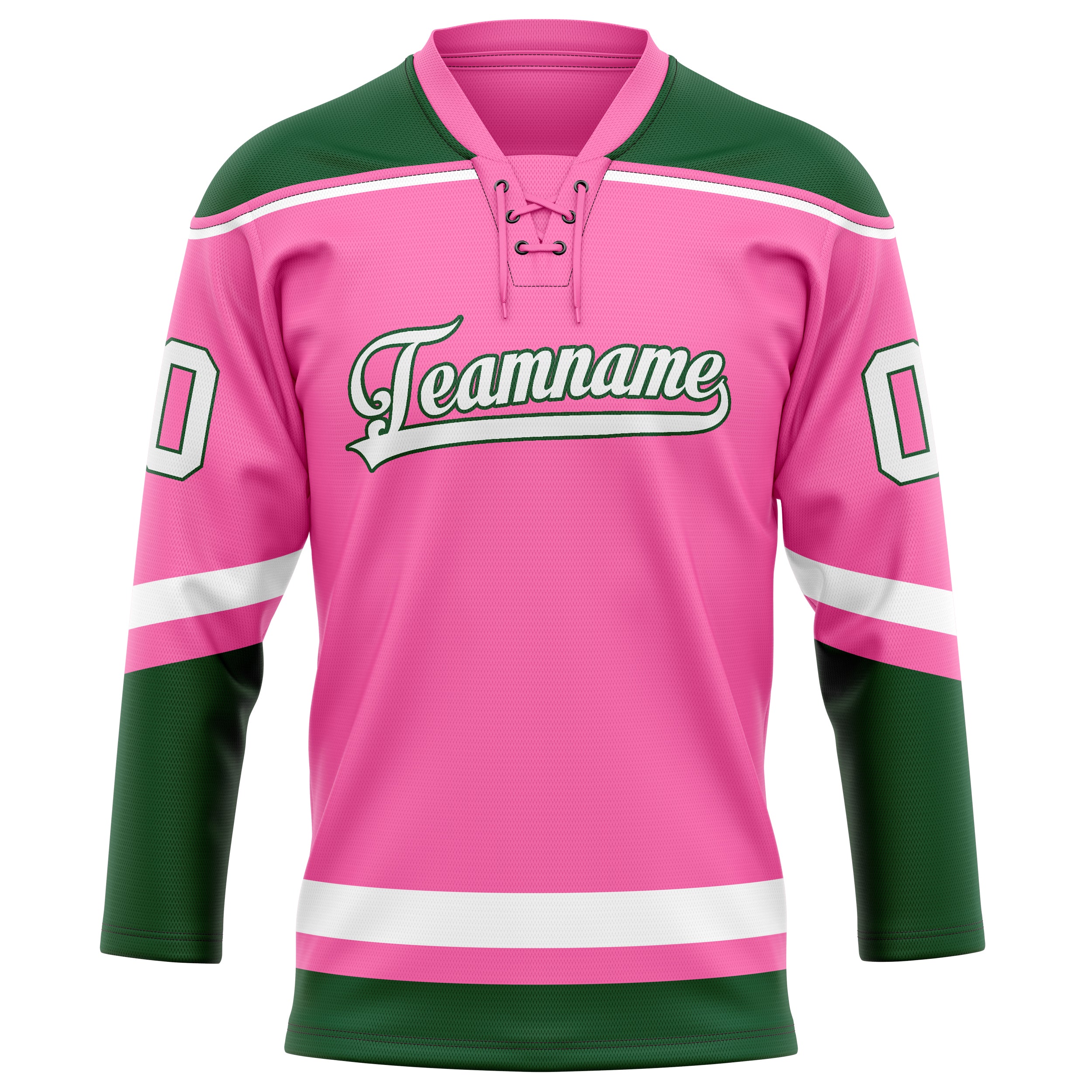 Personalized Pink & Kelly Green Solid Colour Hockey Jersey