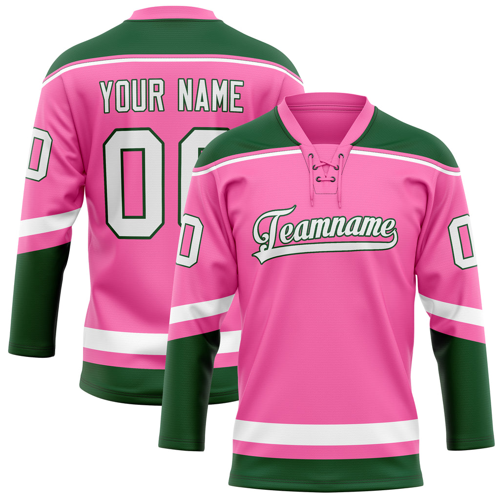 Personalized Pink & Kelly Green Solid Colour Hockey Jersey