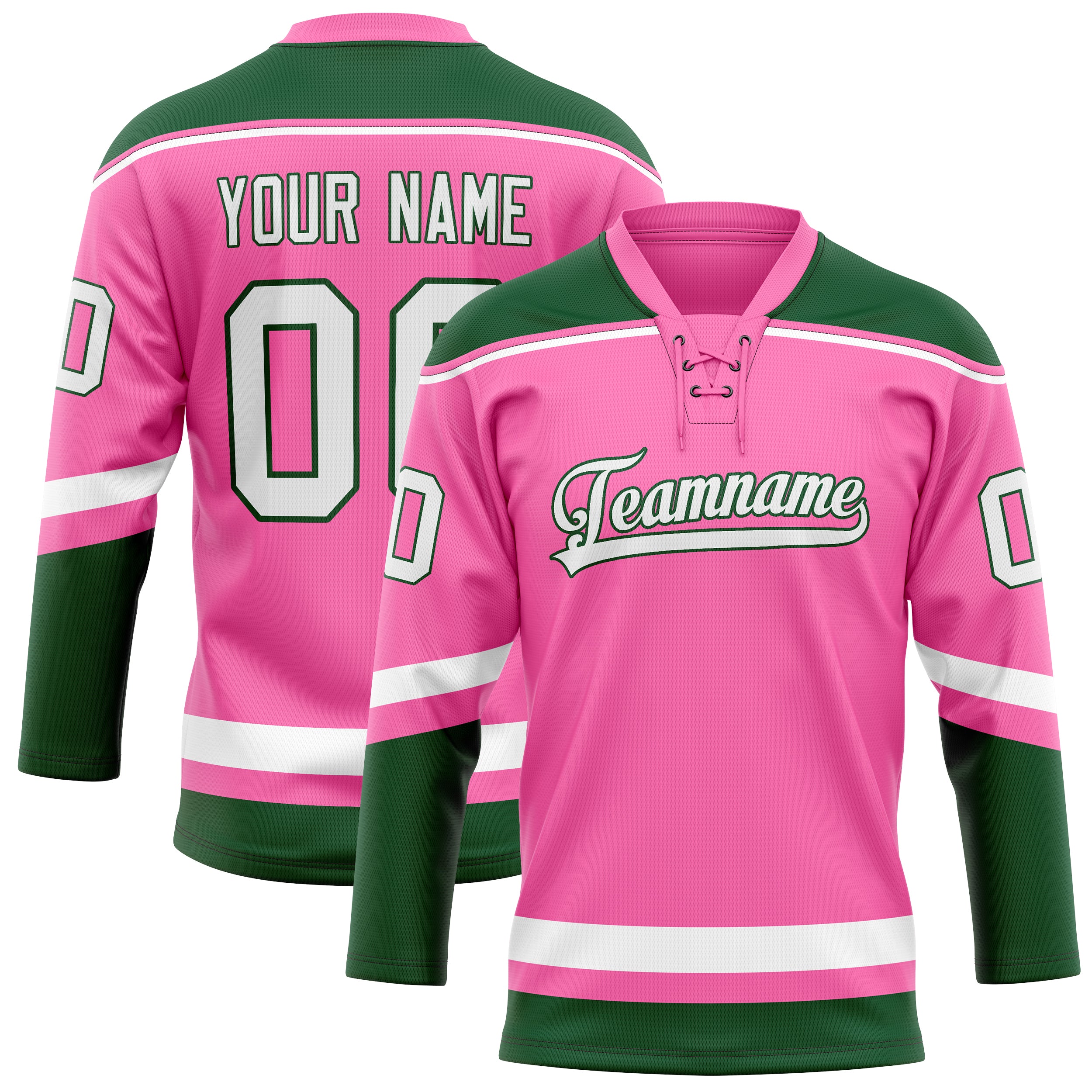 Personalized Pink & Kelly Green Solid Colour Hockey Jersey