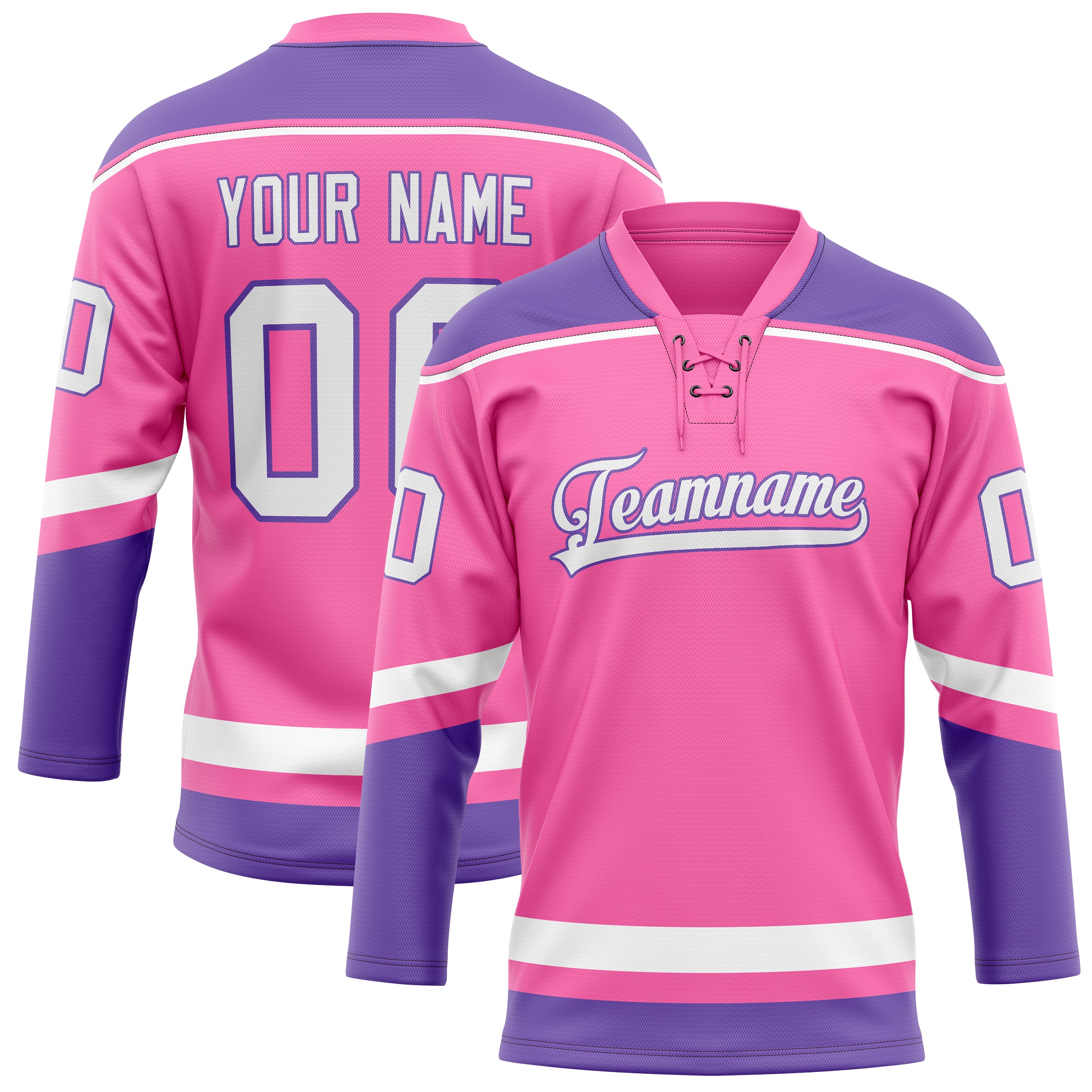 Personalized Pink & Purple Solid Colour Hockey Jersey