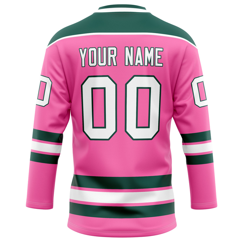 Personalized Pink & Kelly Green Solid Colour Hockey Jersey