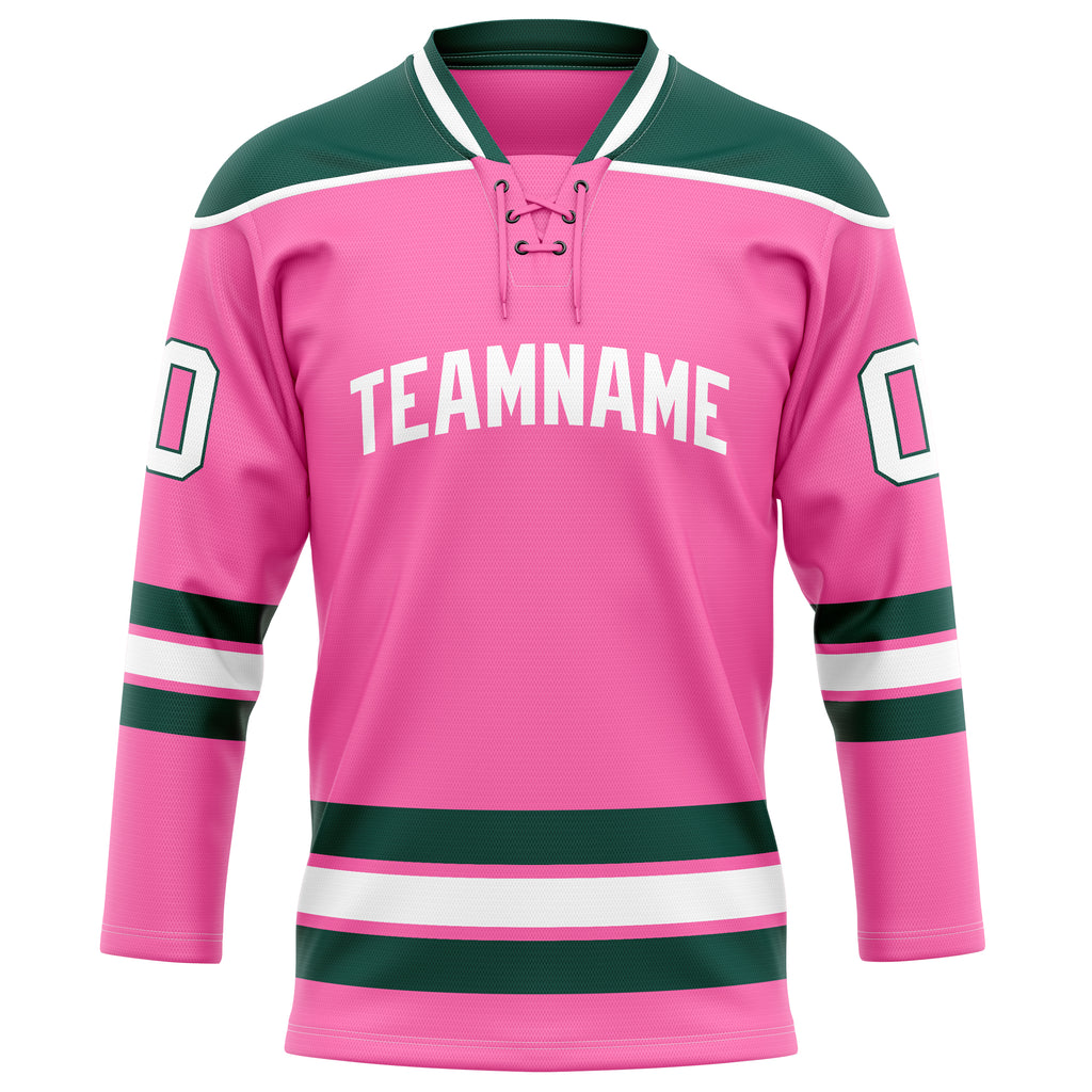 Personalized Pink & Kelly Green Solid Colour Hockey Jersey