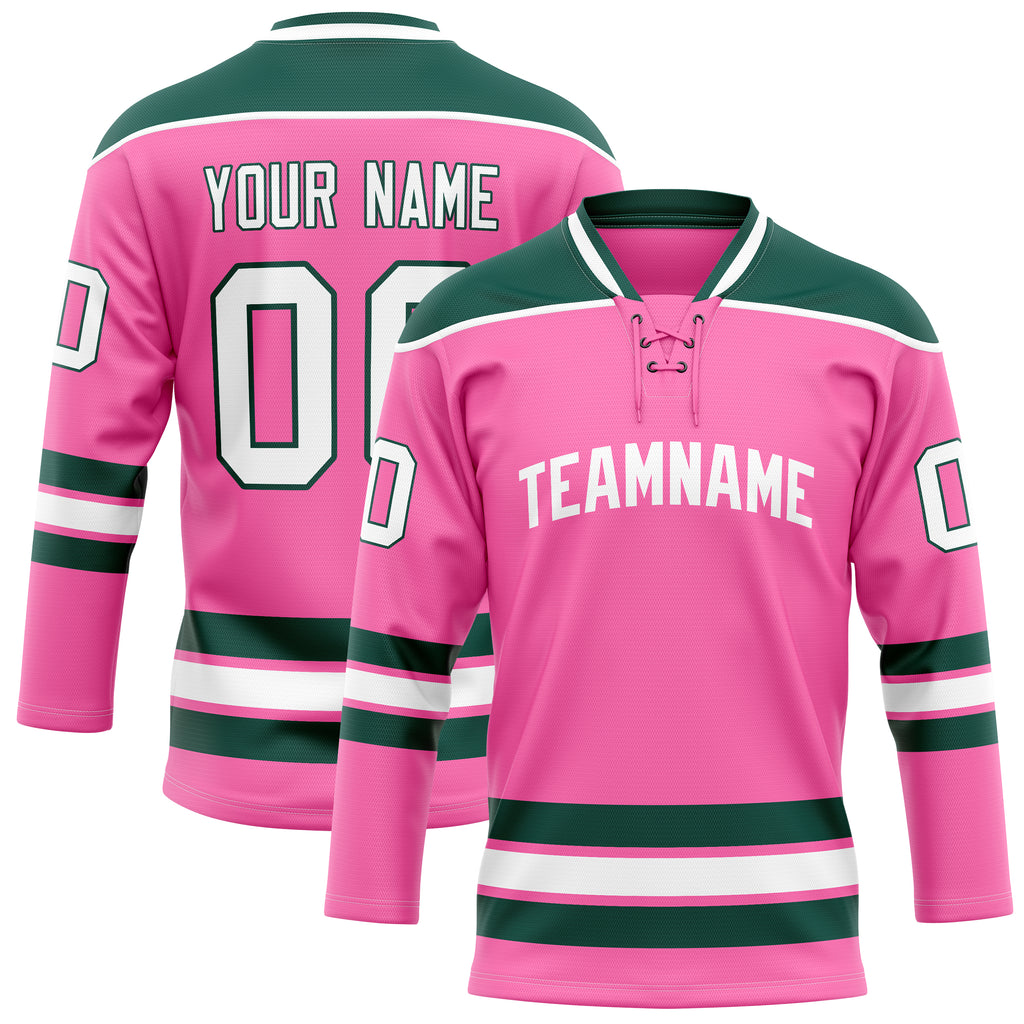 Personalized Pink & Kelly Green Solid Colour Hockey Jersey