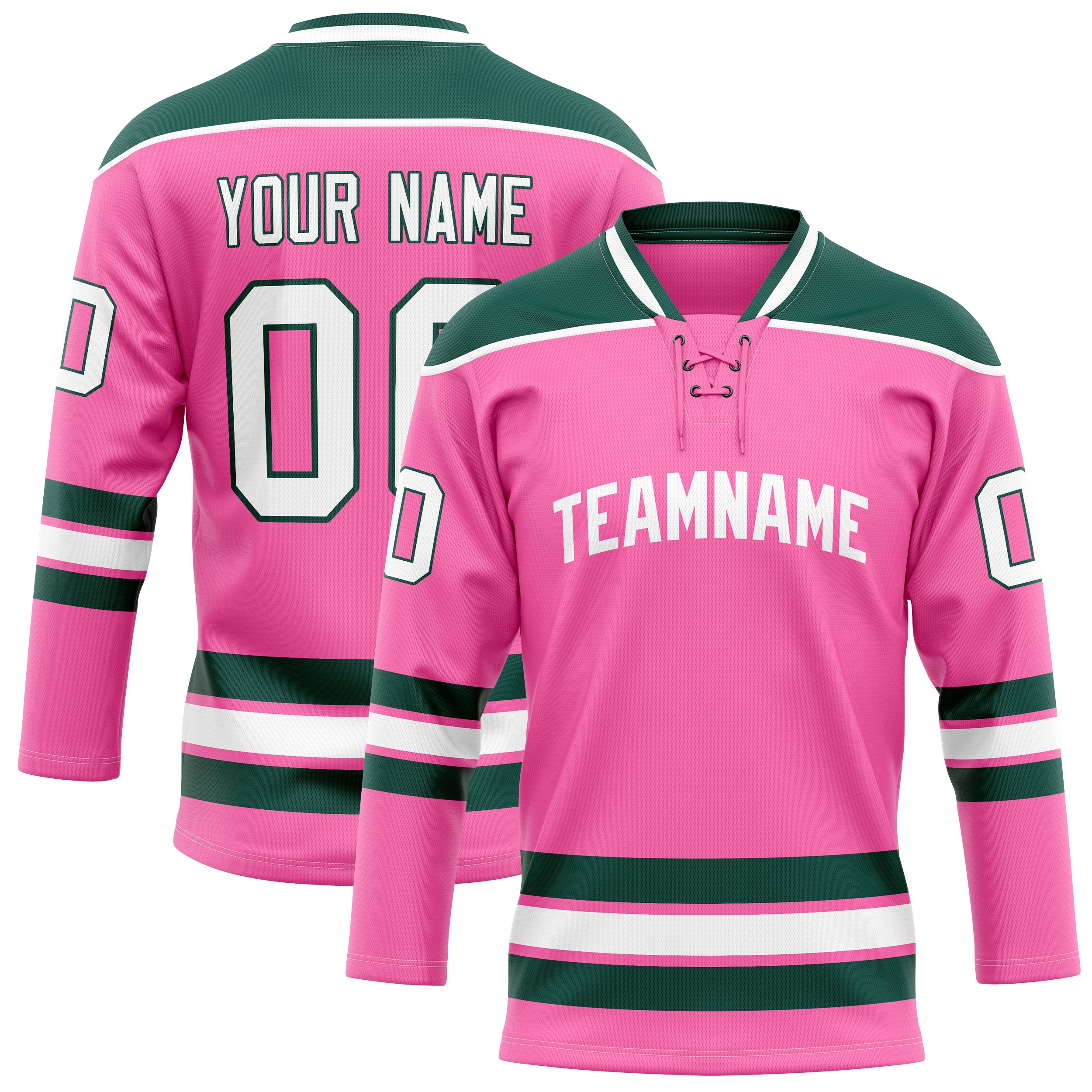 Personalized Pink & Kelly Green Solid Colour Hockey Jersey
