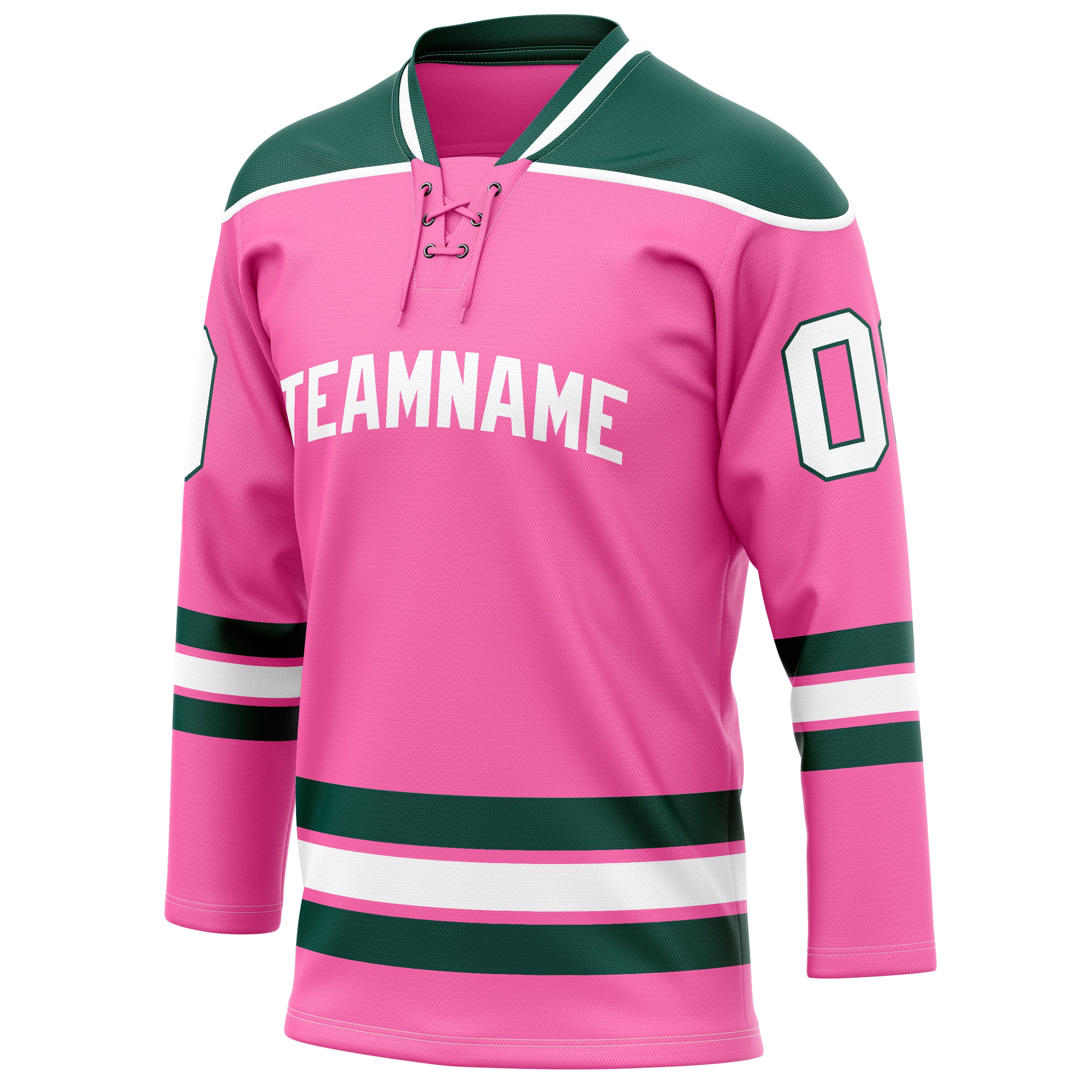 Personalized Pink & Kelly Green Solid Colour Hockey Jersey