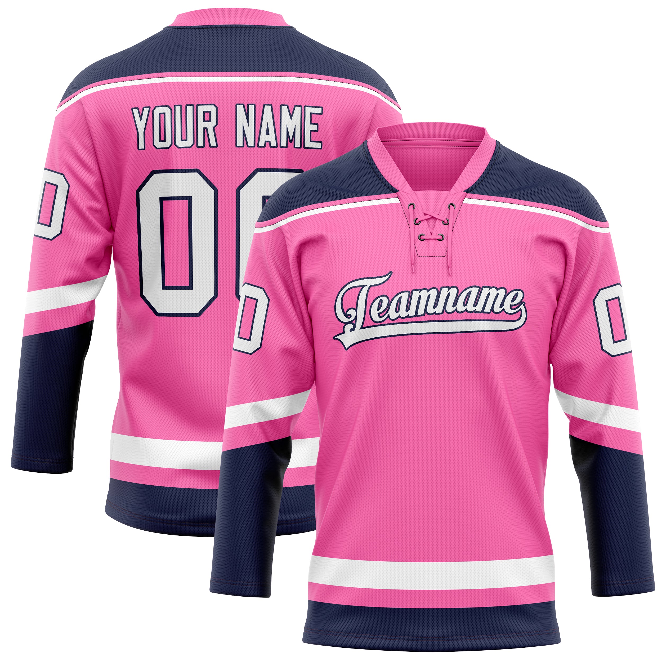 Personalized Pink & Black Solid Colour Hockey Jersey