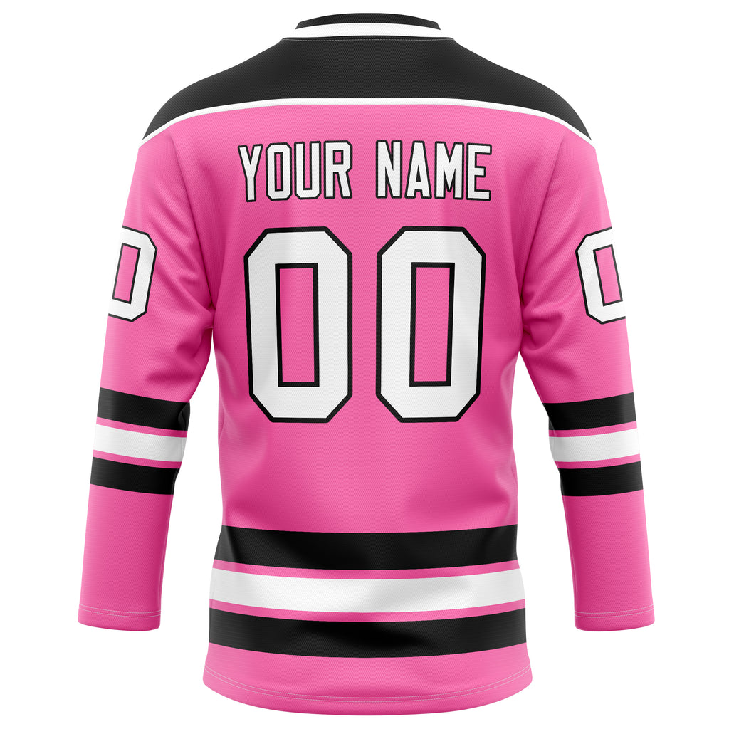 Personalized Pink & Black Solid Colour Hockey Jersey