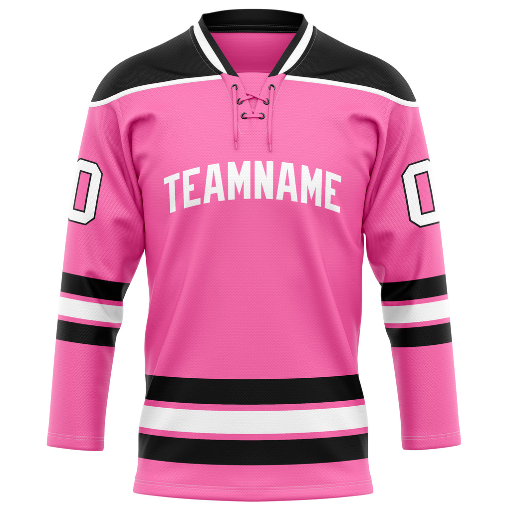 Personalized Pink & Black Solid Colour Hockey Jersey