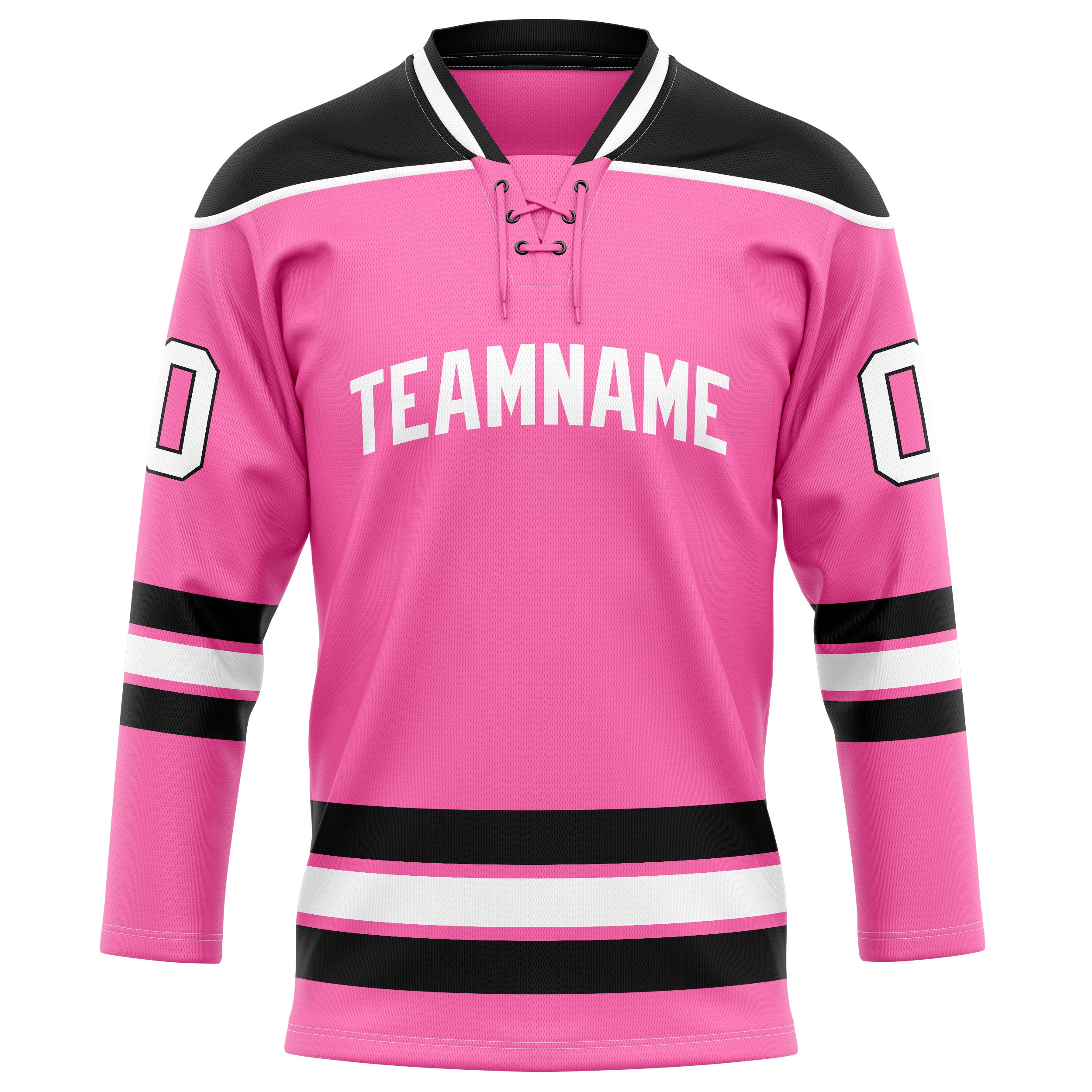 Personalized Pink & Black Solid Colour Hockey Jersey