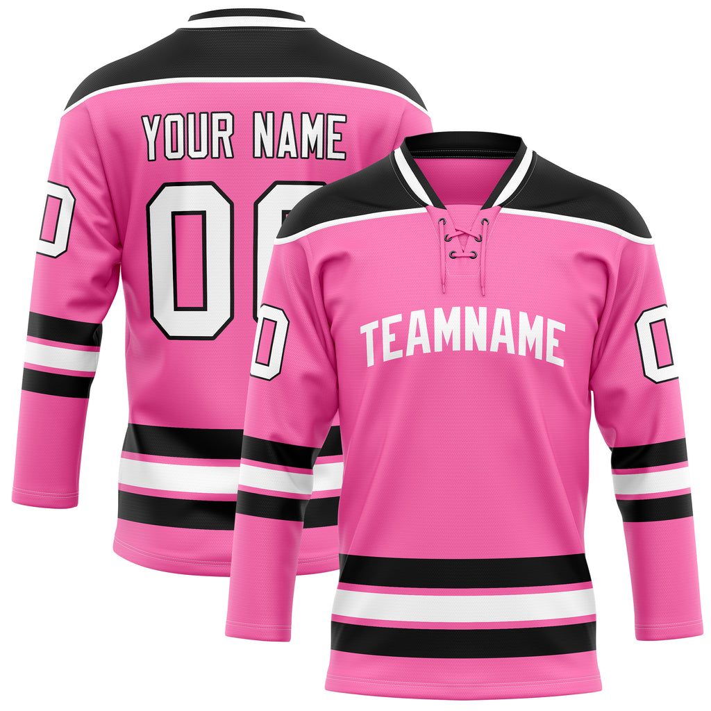 Personalized Pink & Black Solid Colour Hockey Jersey