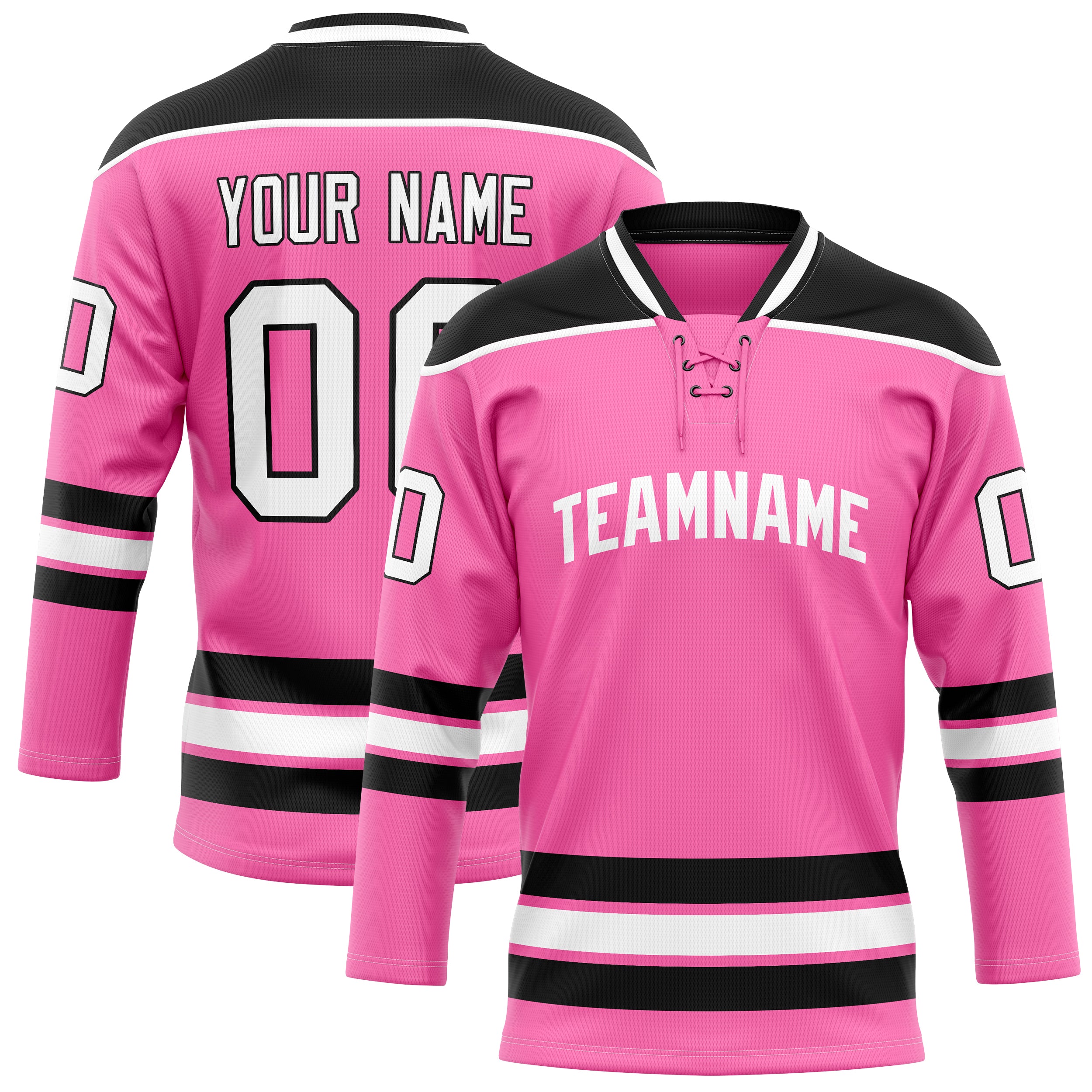 Personalized Pink & Black Solid Colour Hockey Jersey