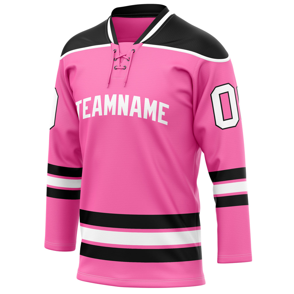 Personalized Pink & Black Solid Colour Hockey Jersey