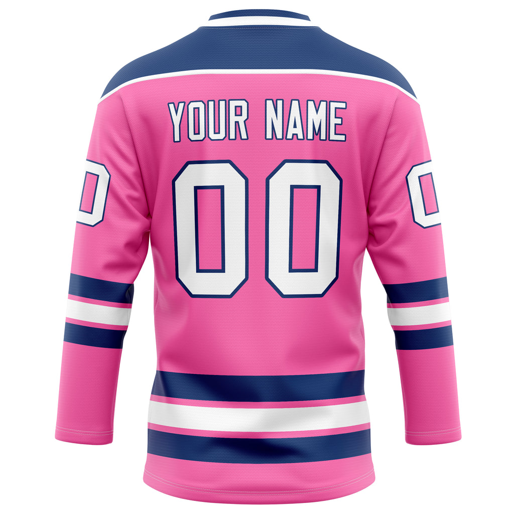 Personalized Pink & Navy Solid Colour Hockey Jersey