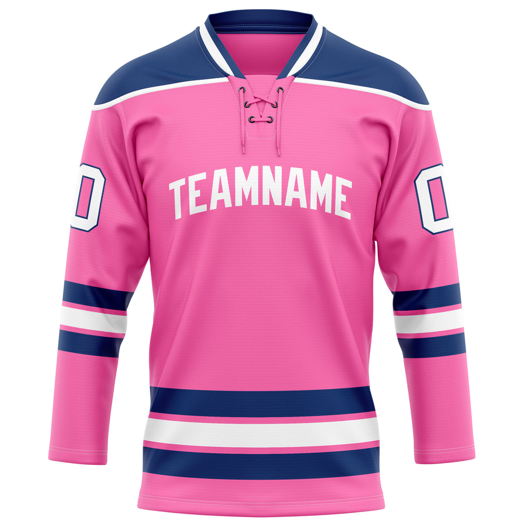 Personalized Pink & Navy Solid Colour Hockey Jersey