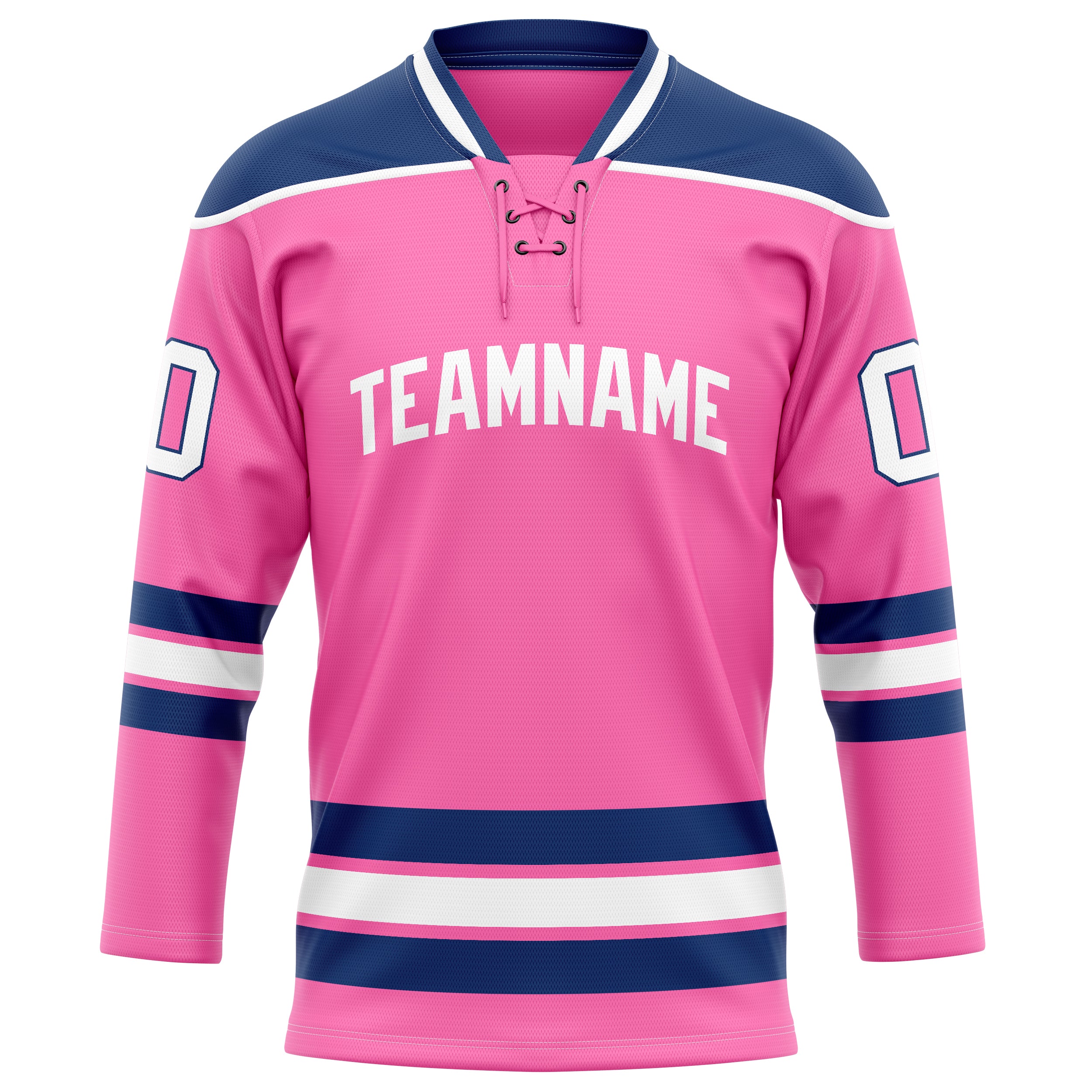 Personalized Pink & Navy Solid Colour Hockey Jersey