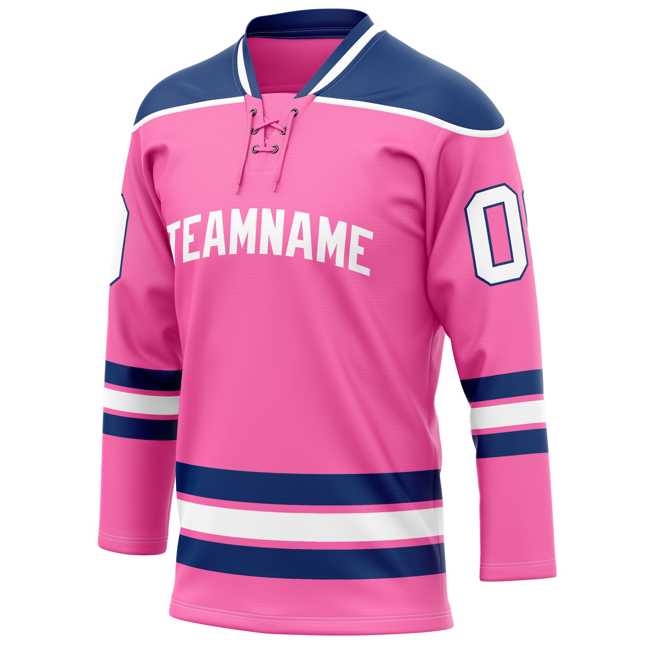 Personalized Pink & Navy Solid Colour Hockey Jersey