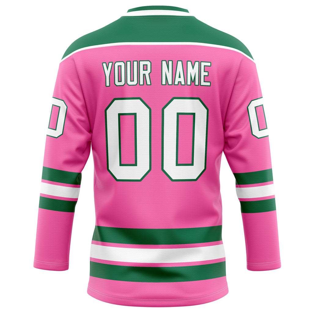 Personalized Pink & Kelly Green Solid Colour Hockey Jersey