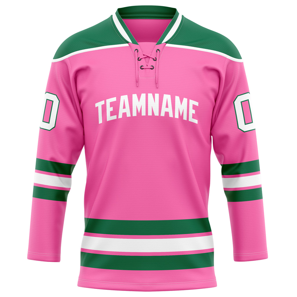 Personalized Pink & Kelly Green Solid Colour Hockey Jersey