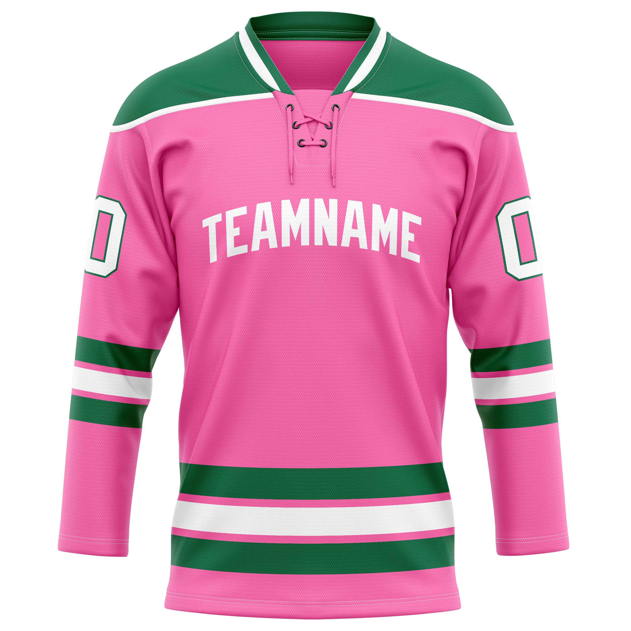 Personalized Pink & Kelly Green Solid Colour Hockey Jersey
