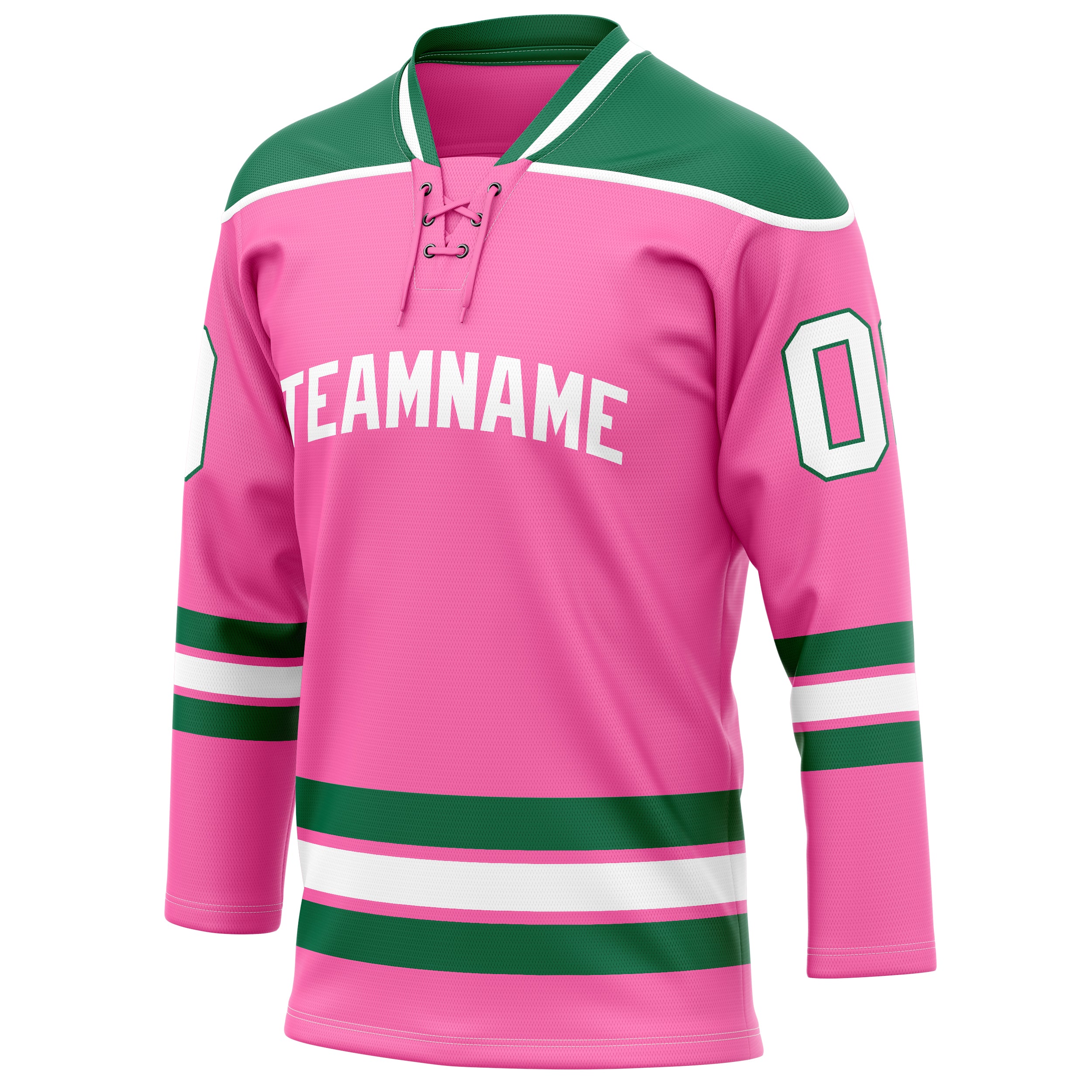 Personalized Pink & Kelly Green Solid Colour Hockey Jersey