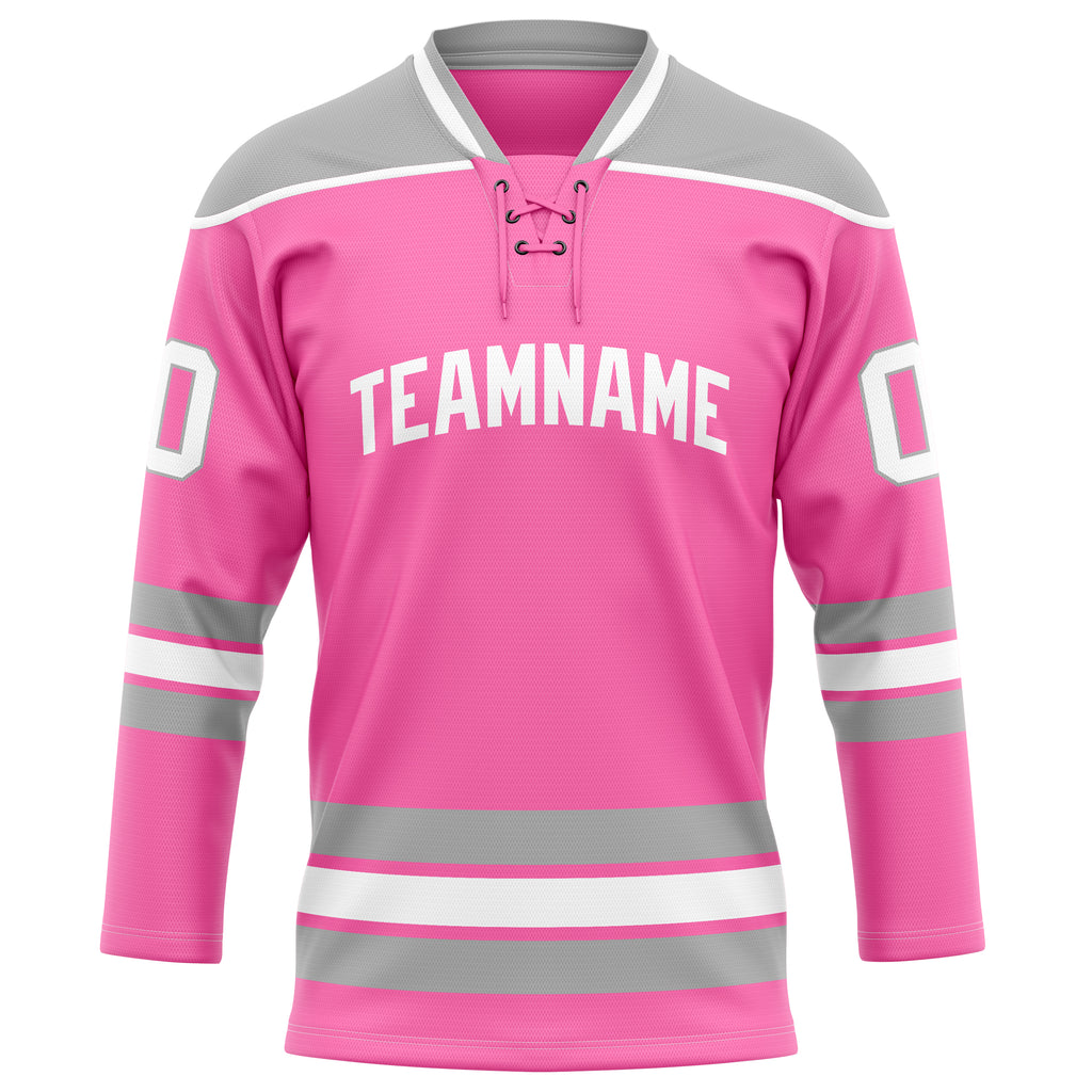 Personalized Pink & Gray Solid Colour Hockey Jersey