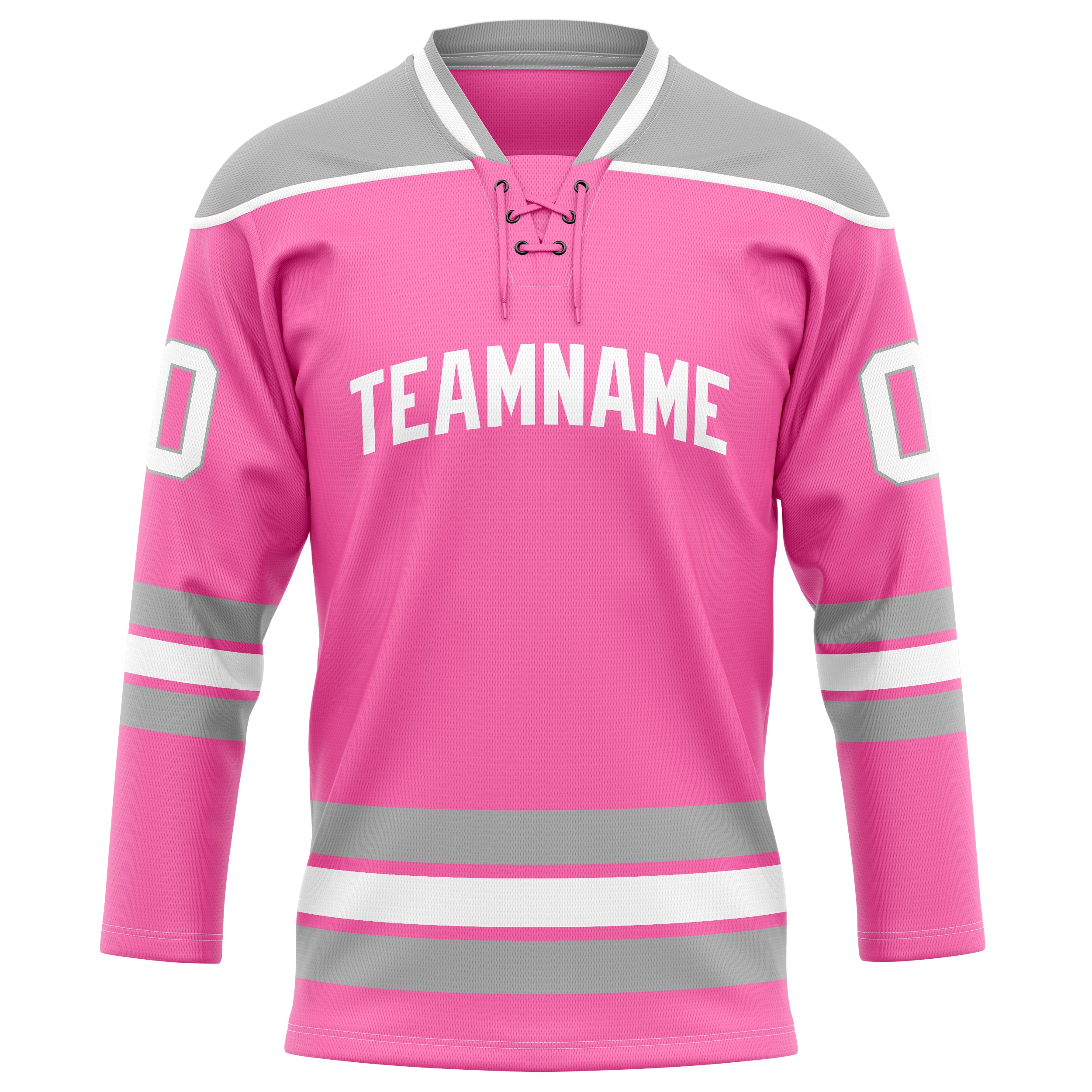 Personalized Pink & Gray Solid Colour Hockey Jersey