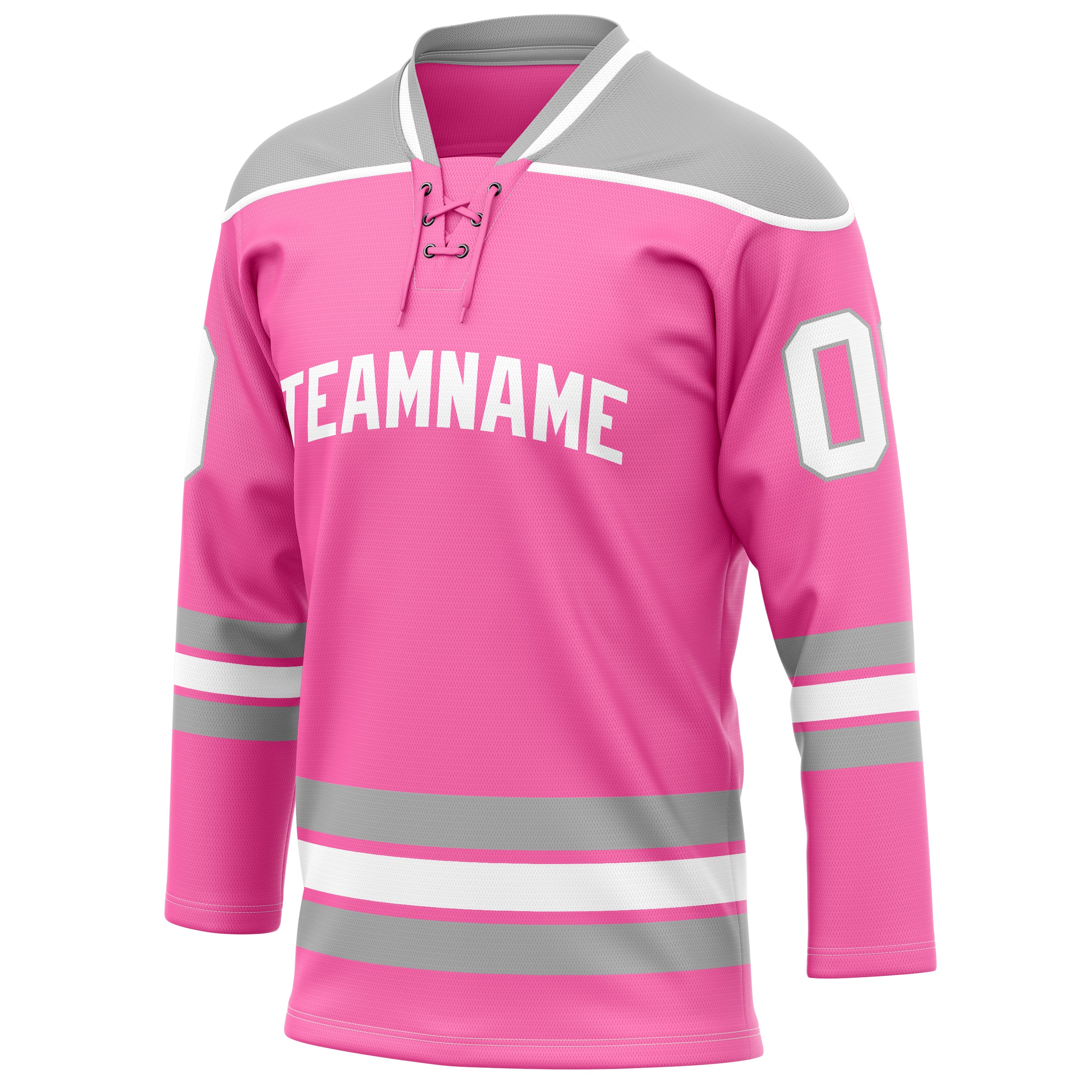 Personalized Pink & Gray Solid Colour Hockey Jersey