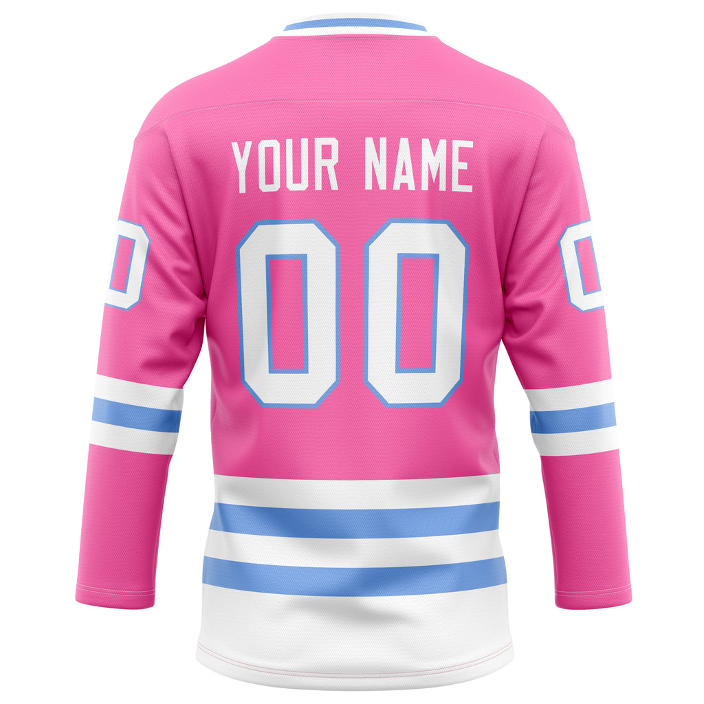 Personalized Pink & Light Blue Solid Colour Hockey Jersey