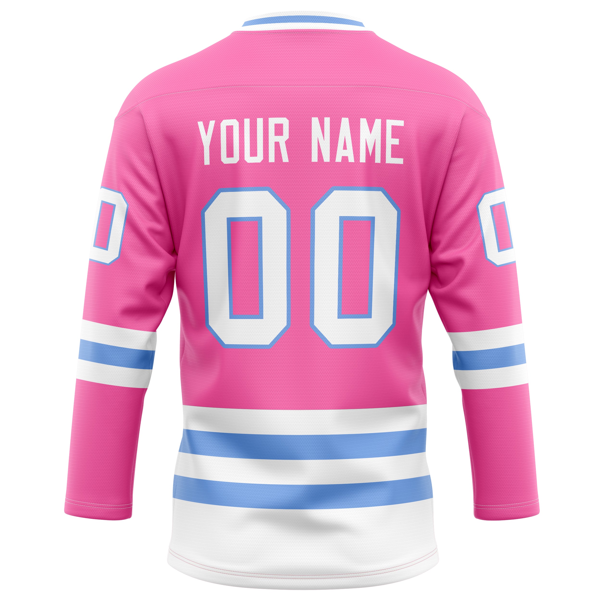 Personalized Pink & Light Blue Solid Colour Hockey Jersey