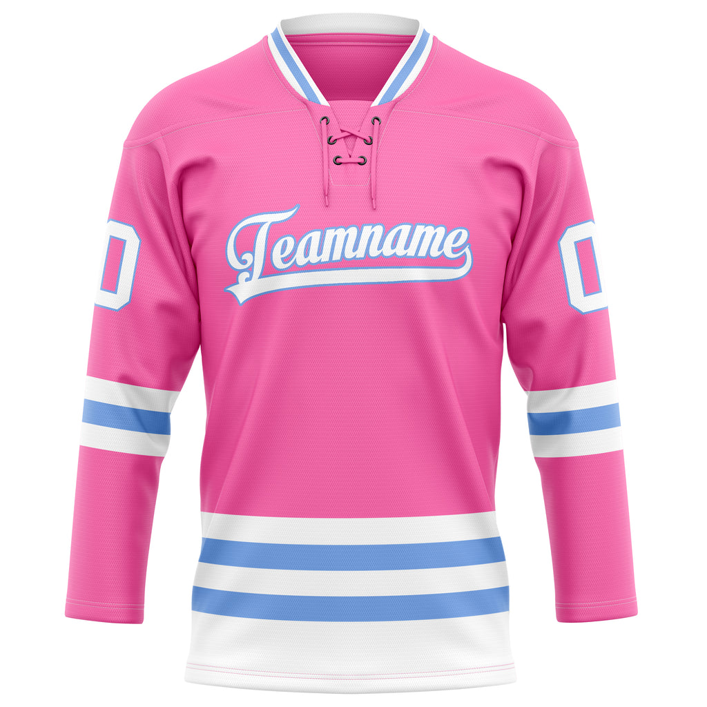 Personalized Pink & Light Blue Solid Colour Hockey Jersey