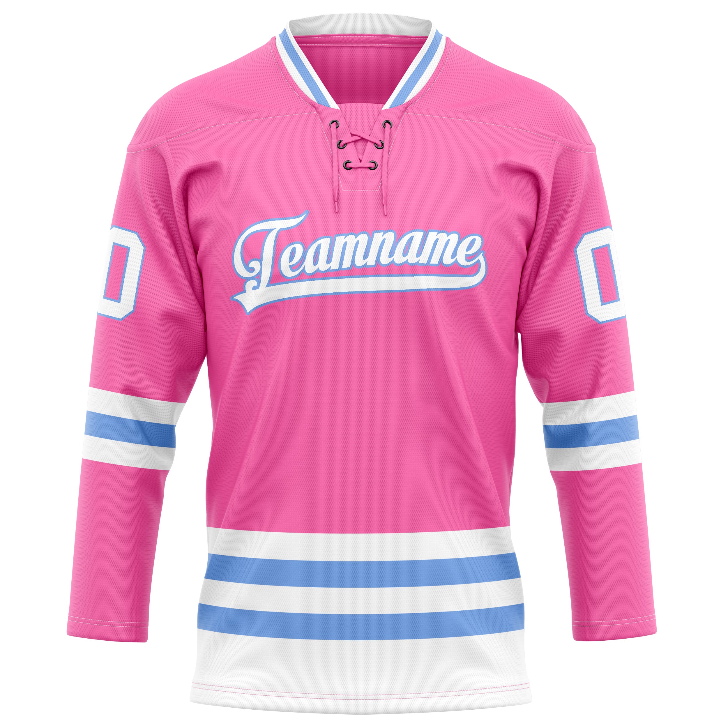 Personalized Pink & Light Blue Solid Colour Hockey Jersey