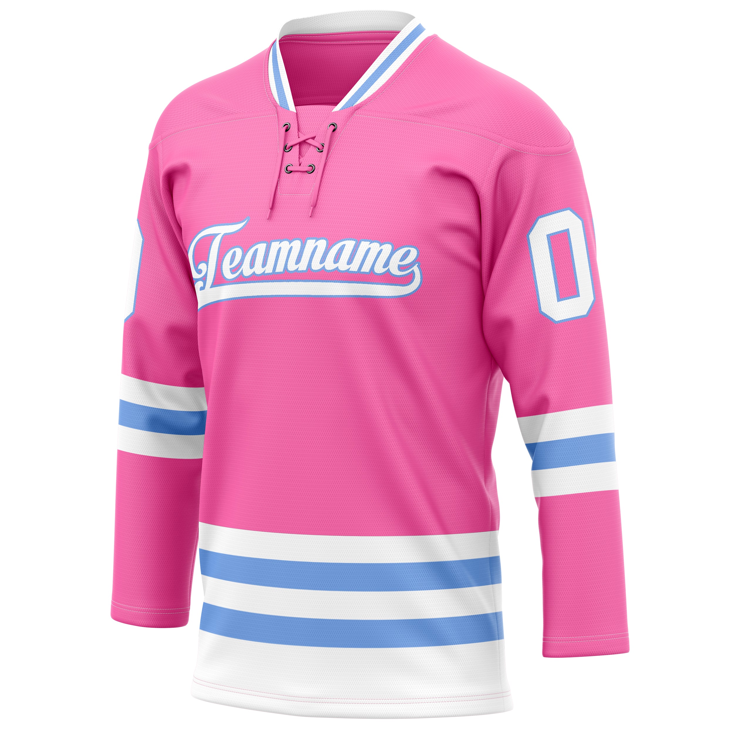 Personalized Pink & Light Blue Solid Colour Hockey Jersey