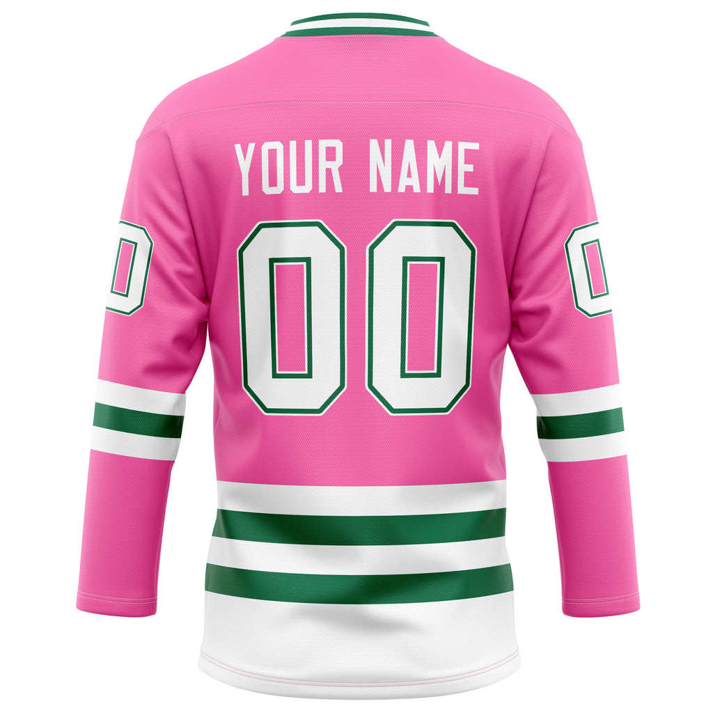 Personalized Pink & Kelly Green Solid Colour Hockey Jersey