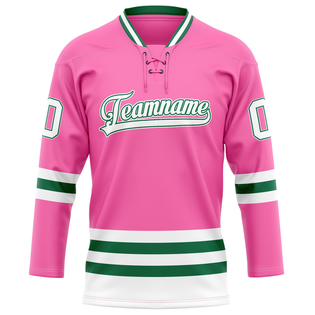 Personalized Pink & Kelly Green Solid Colour Hockey Jersey