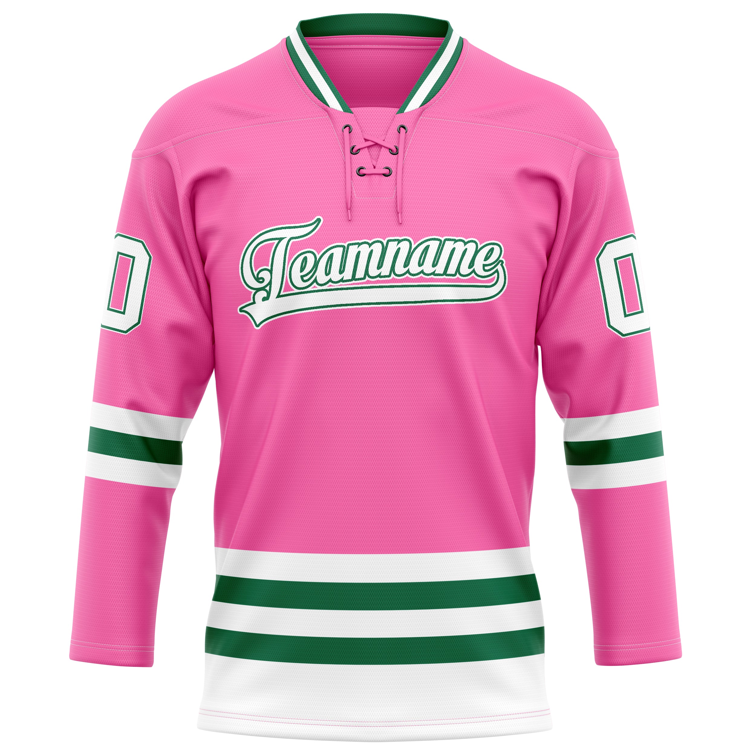 Personalized Pink & Kelly Green Solid Colour Hockey Jersey
