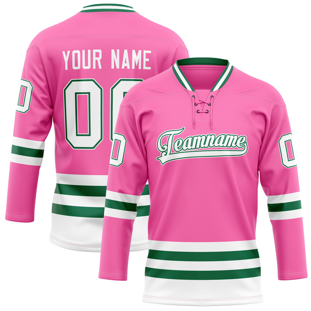 Personalized Pink & Kelly Green Solid Colour Hockey Jersey