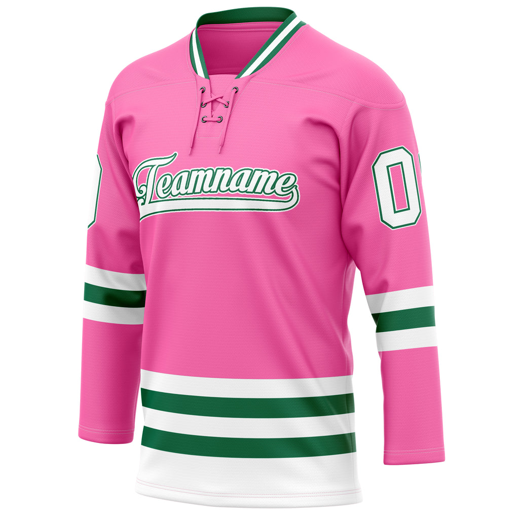 Personalized Pink & Kelly Green Solid Colour Hockey Jersey