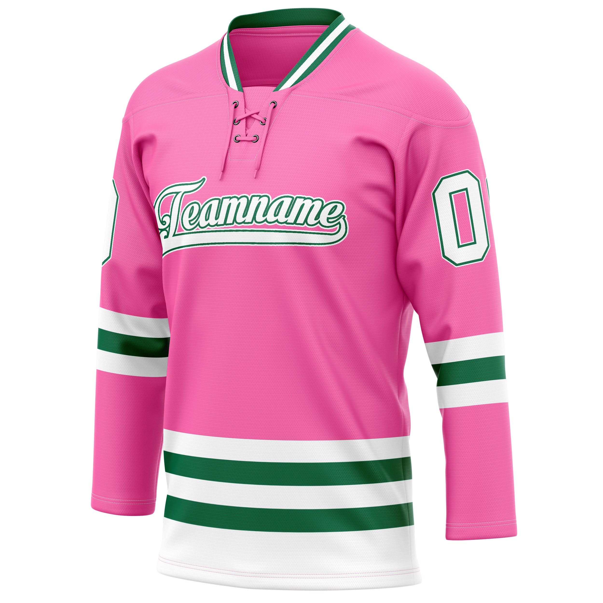 Personalized Pink & Kelly Green Solid Colour Hockey Jersey