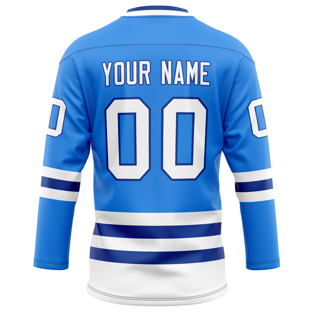 Personalized Powder & Blue Royal Solid Colour Hockey Jersey
