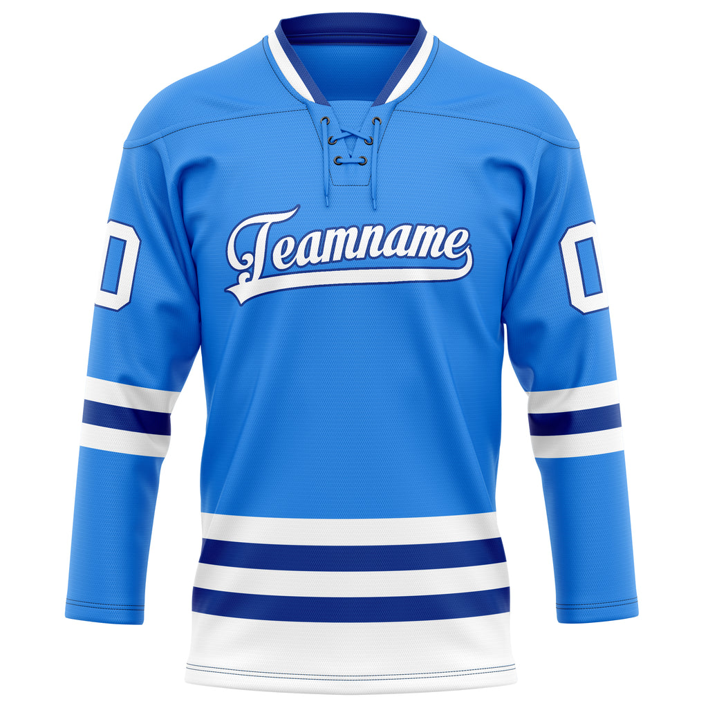 Personalized Powder & Blue Royal Solid Colour Hockey Jersey