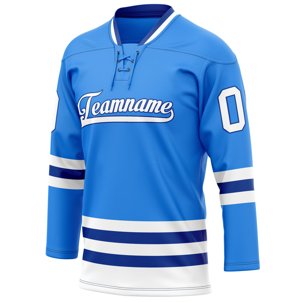 Personalized Powder & Blue Royal Solid Colour Hockey Jersey