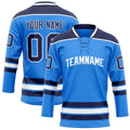 Personalized Powder & Blue Black Solid Colour Hockey Jersey